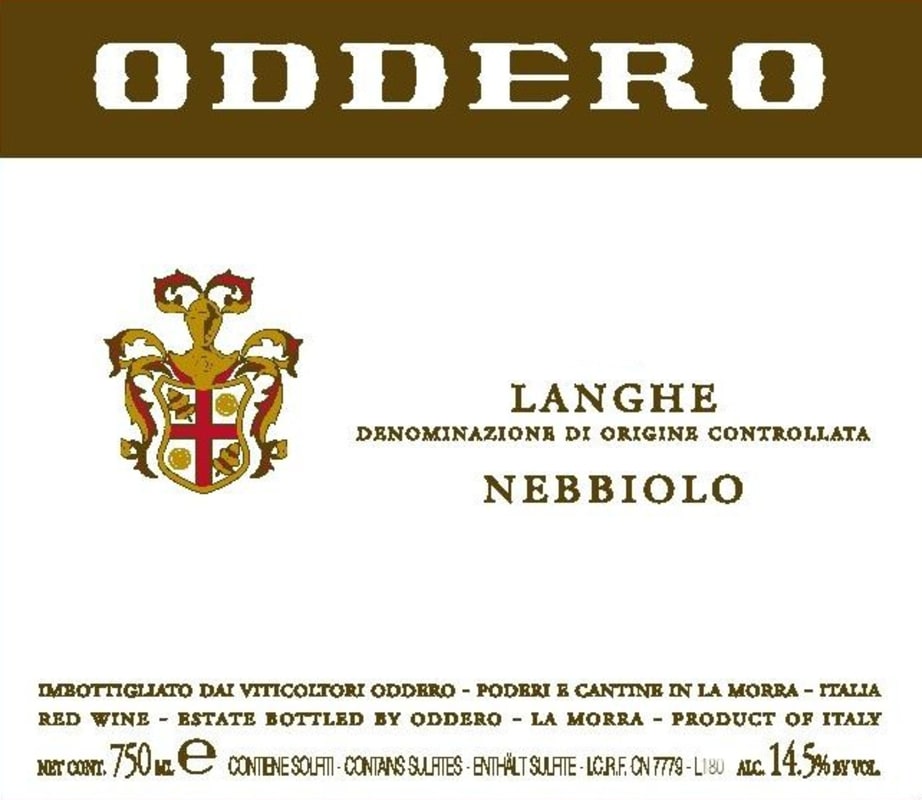 Oddero Langhe Nebbiolo 2013 Front Label