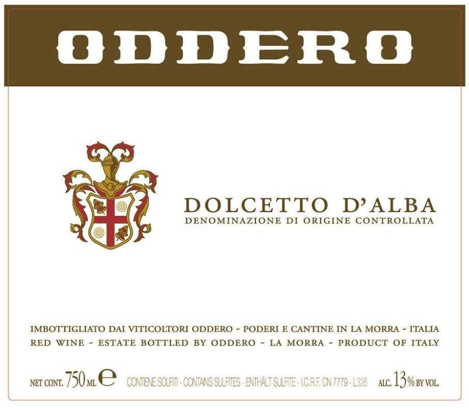 Oddero Dolcetto d'Alba 2013 Front Label