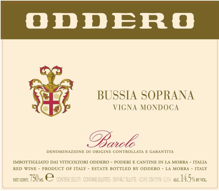 Oddero Bussia Soprana Vigna Mondoca Barolo 2007 Front Label