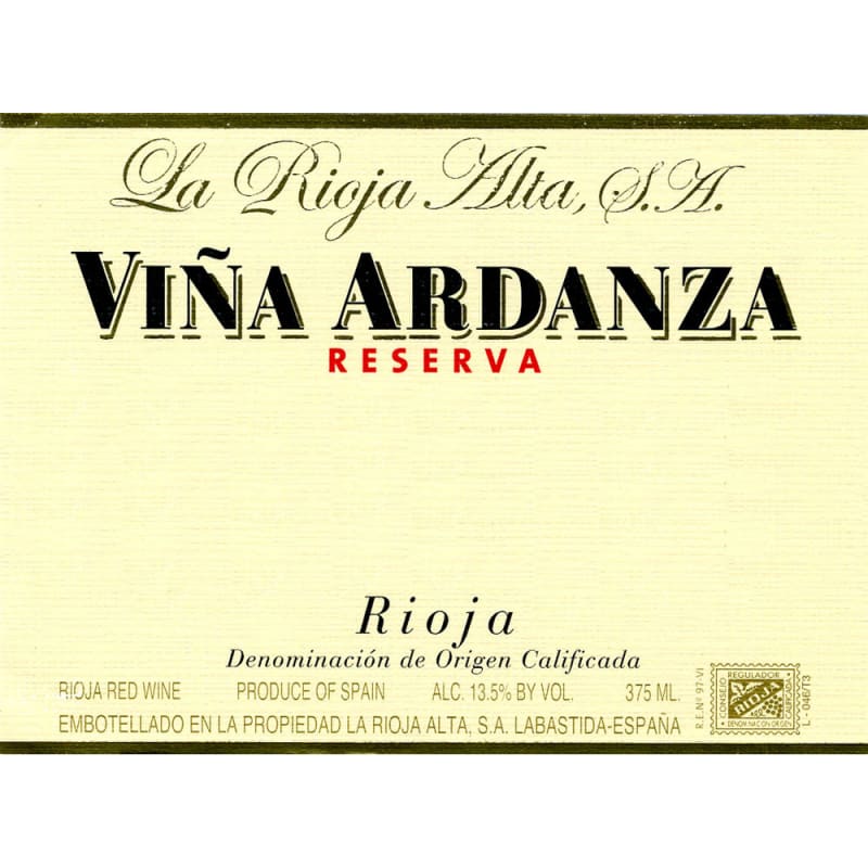 La Rioja Alta Vina Ardanza Reserva (375ML half-bottle) 2005 Front Label