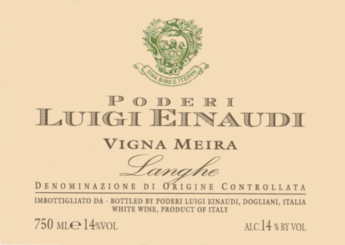 Luigi Einaudi Vigna Meira Langhe Bianco 2013 Front Label