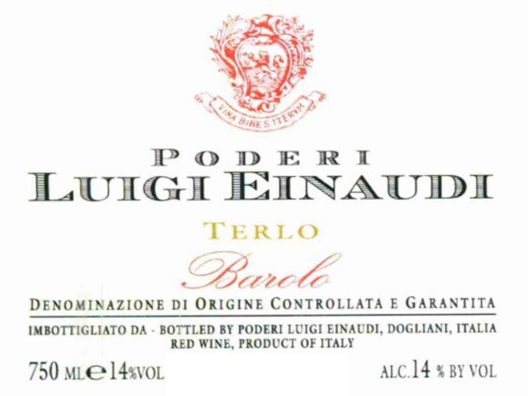 Luigi Einaudi Barolo Terlo 2008 Front Label