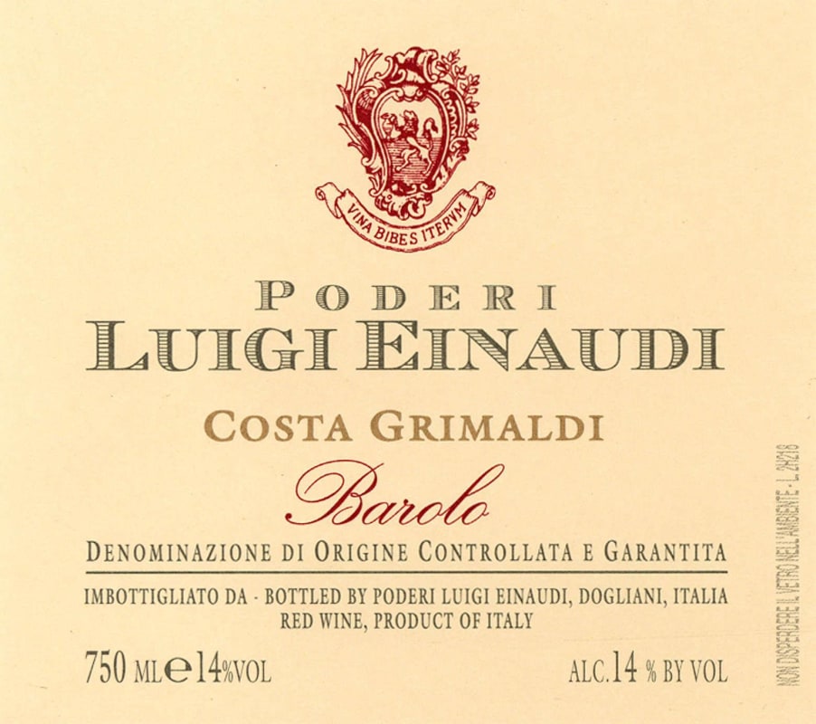 Luigi Einaudi Barolo Costa Grimaldi 2009 Front Label