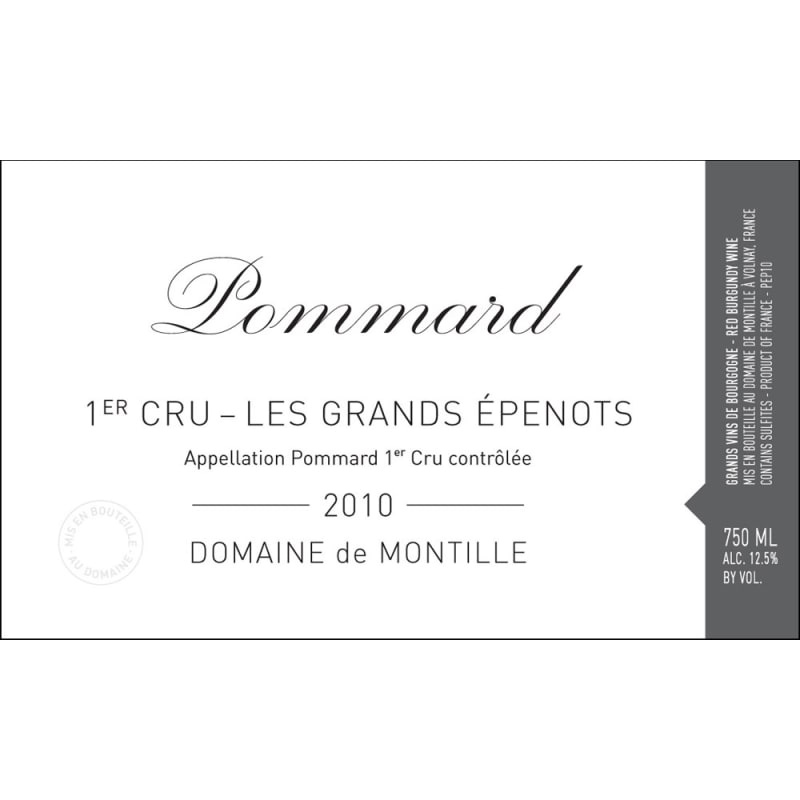 Domaine de Montille Pommard Les Grands Epenots Premier Cru 2010 Front Label