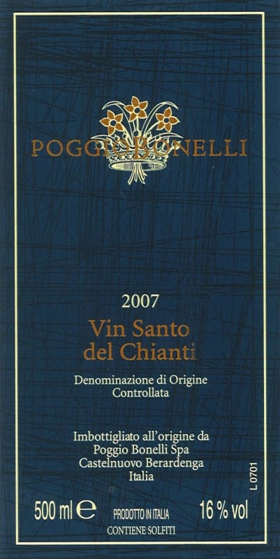 Poggio Bonelli Vin Santo del Chianti 2007 Front Label