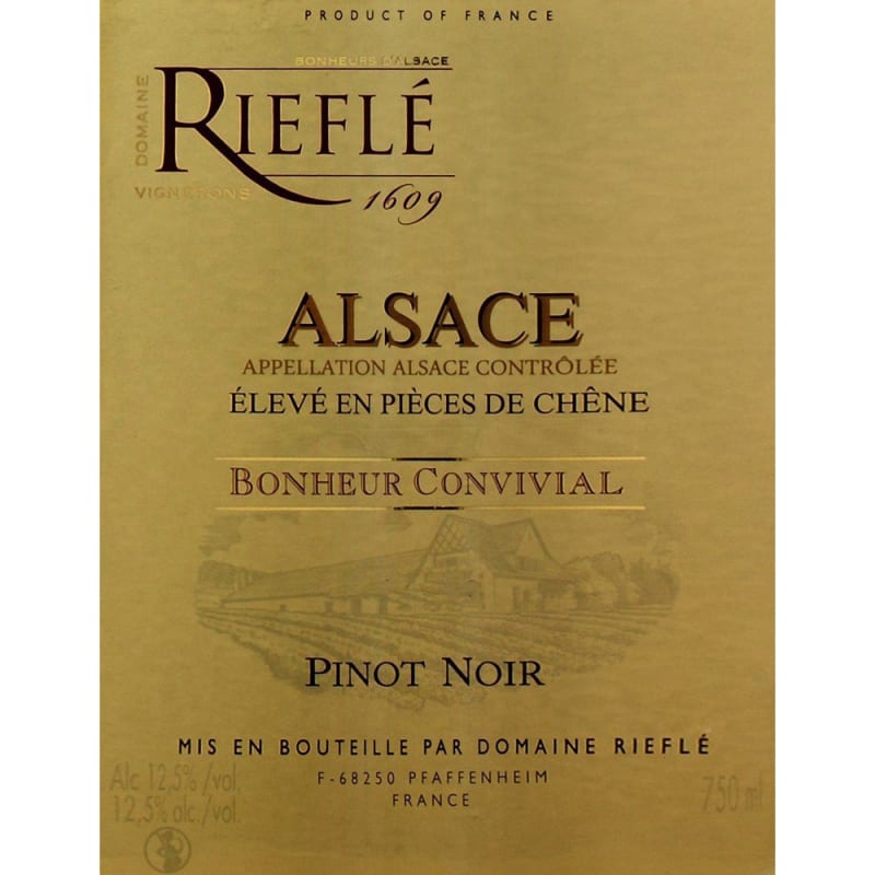 Domaine Riefle Pinot Noir 2012 Front Label