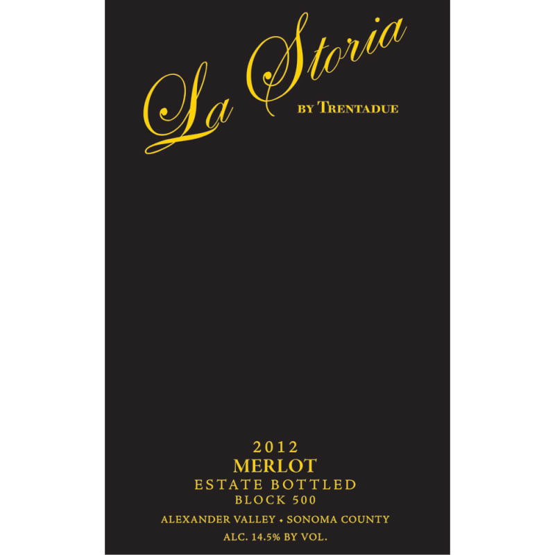 Trentadue La Storia Merlot 2012 Front Label