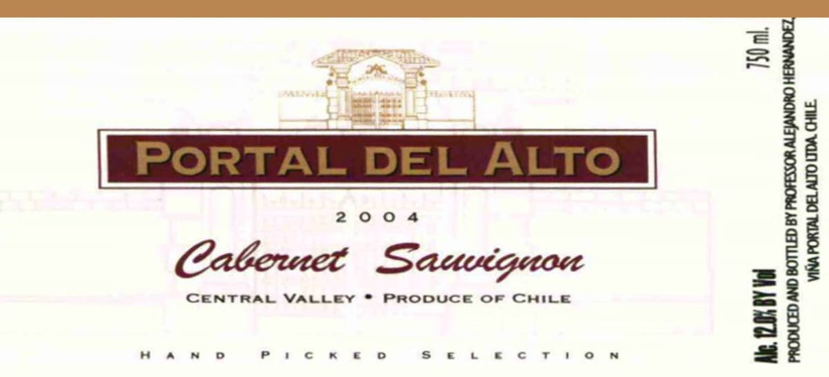 Portal del Alto Cabernet Sauvignon 2004 Front Label