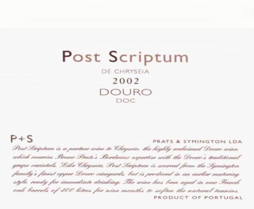 Prats & Symington Post Scriptum de Chryseia Douro 2002 Front Label