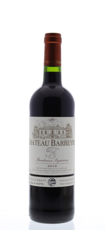 Chateau Barreyre Bordeaux Superieur 2010 Front Bottle Shot