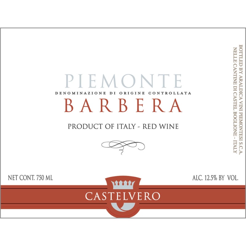 Castelvero Barbera 2013 Front Label