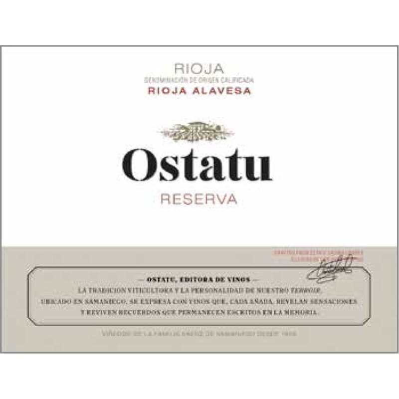 Ostatu Rioja Reserva 2008 Front Label
