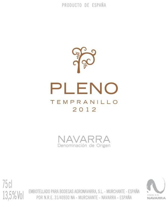 Principe de Viana Pleno Tempranillo 2012 Front Label