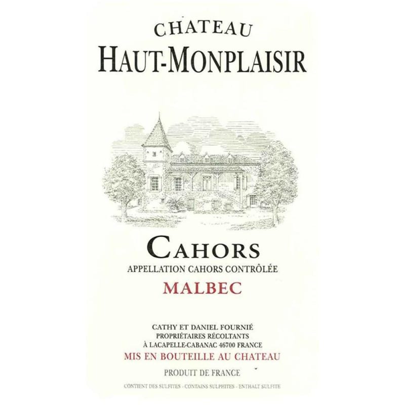 Chateau Haut-Monplaisir Cahors 2012 Front Label