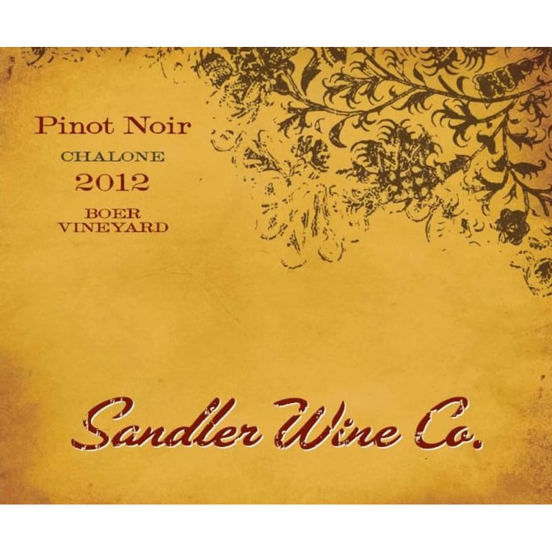 Sandler Wine Co. Boer Vineyard Pinot Noir 2012 Front Label