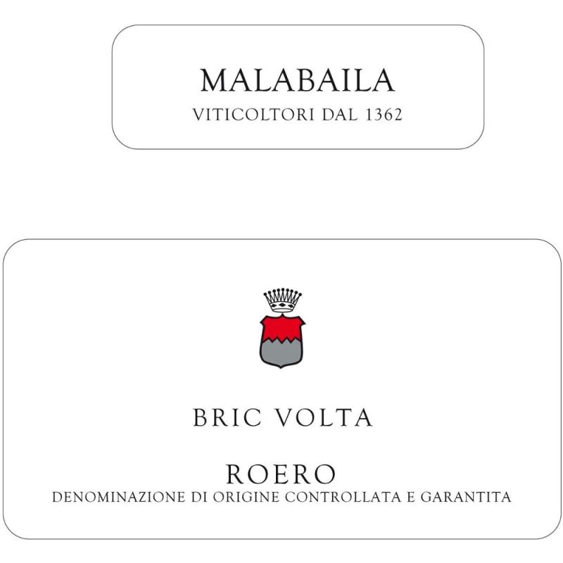 Malabaila Roero Bric Volta 2012 Front Label