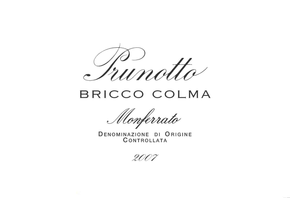 Prunotto Bricco Colma Monferrato Rosso 2007 Front Label