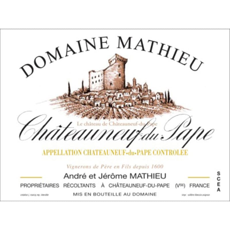 Domaine Mathieu Chateauneuf-du-Pape 2012 Front Label