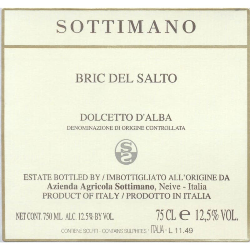 Sottimano Dolcetto d'Alba Bric del Salto 2013 Front Label