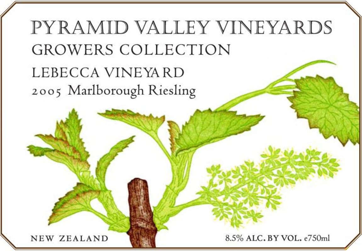 Pyramid Valley Lebecca Vineyard Riesling 2005 Front Label