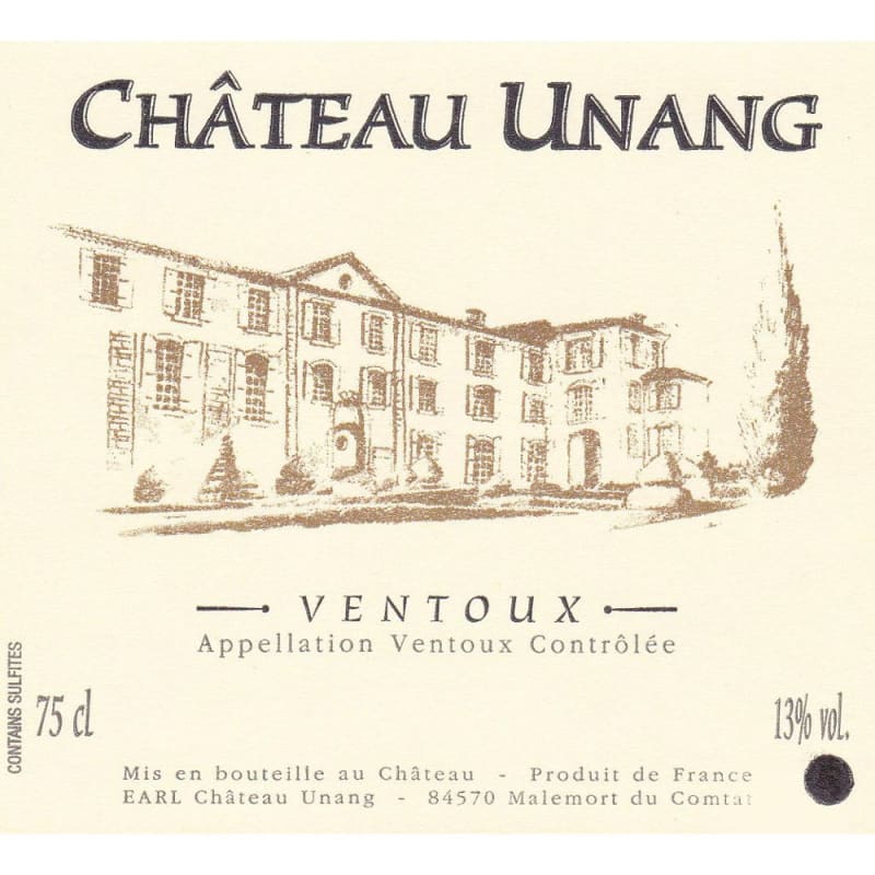 Chateau Unang Cotes du Ventoux 2012 Front Label