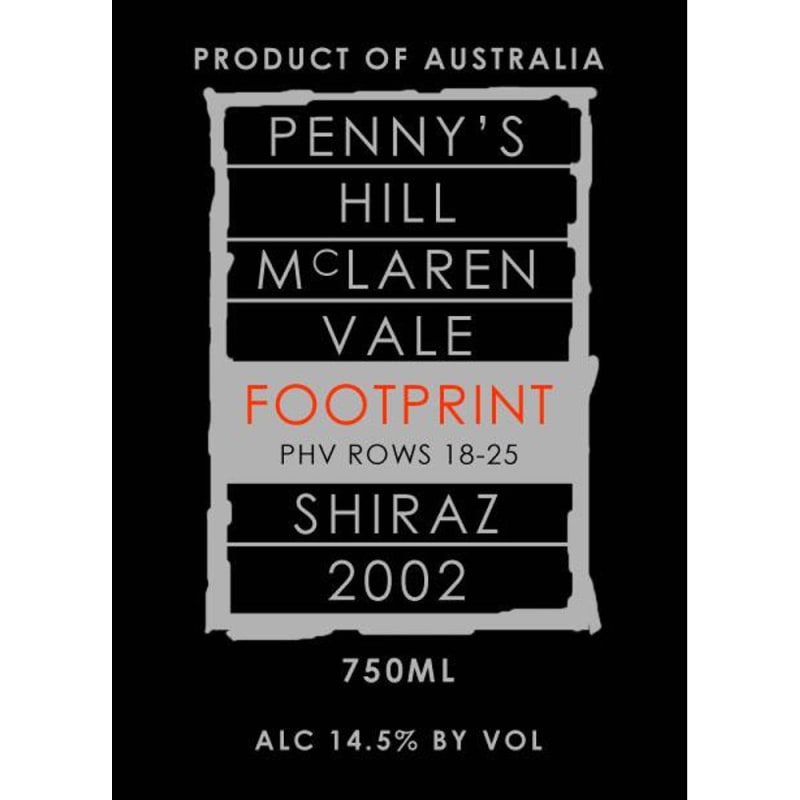 Penny's Hill Footprint Shiraz 2002 Front Label