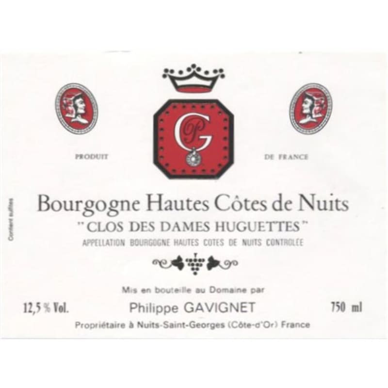Philippe Gavignet Bourgogne Hautes-Cotes de Nuits Clos des Dames Huguette 2012 Front Label