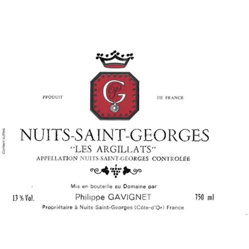 Philippe Gavignet Nuits-St-Georges Argillats 2012 Front Label