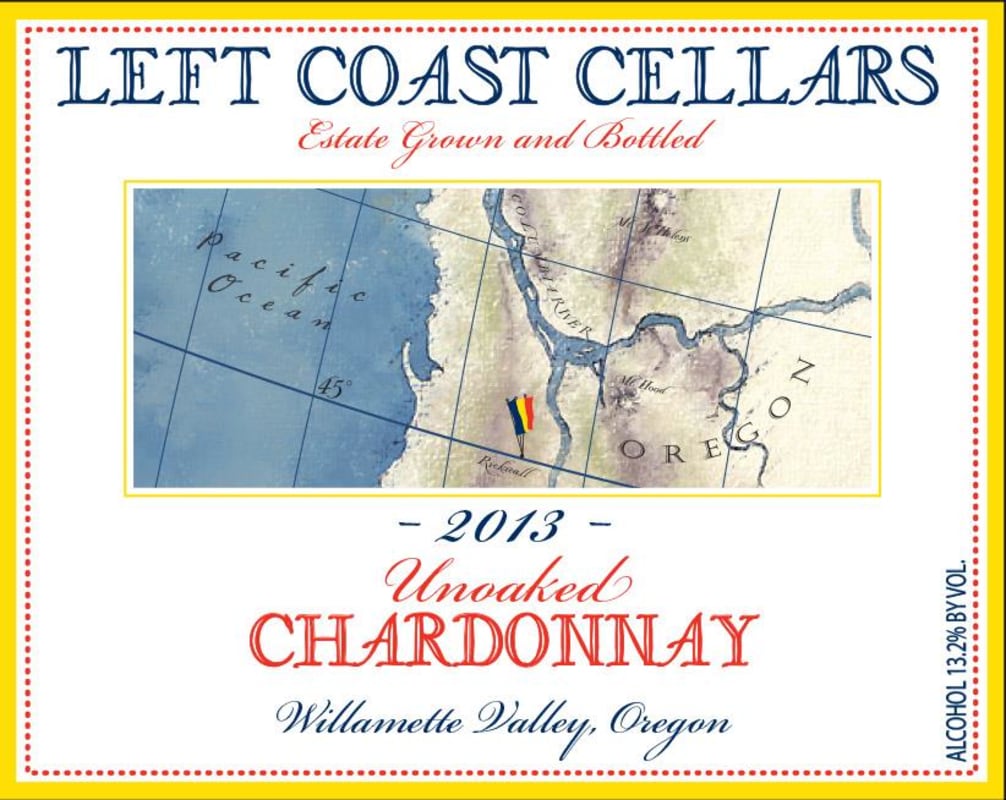 Left Coast Cellars Unoaked Chardonnay 2013 Front Label