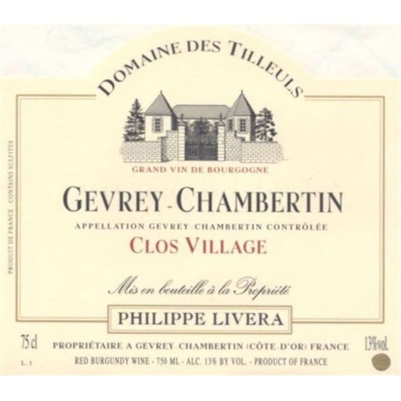 Philippe Livera Gevrey-Chambertin Clos Village 2012 Front Label