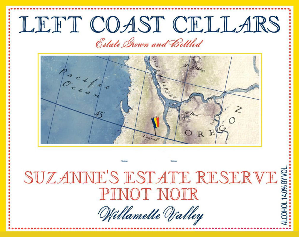 Left Coast Cellars Suzanne's Estate Reserve Pinot Noir 2012 Front Label