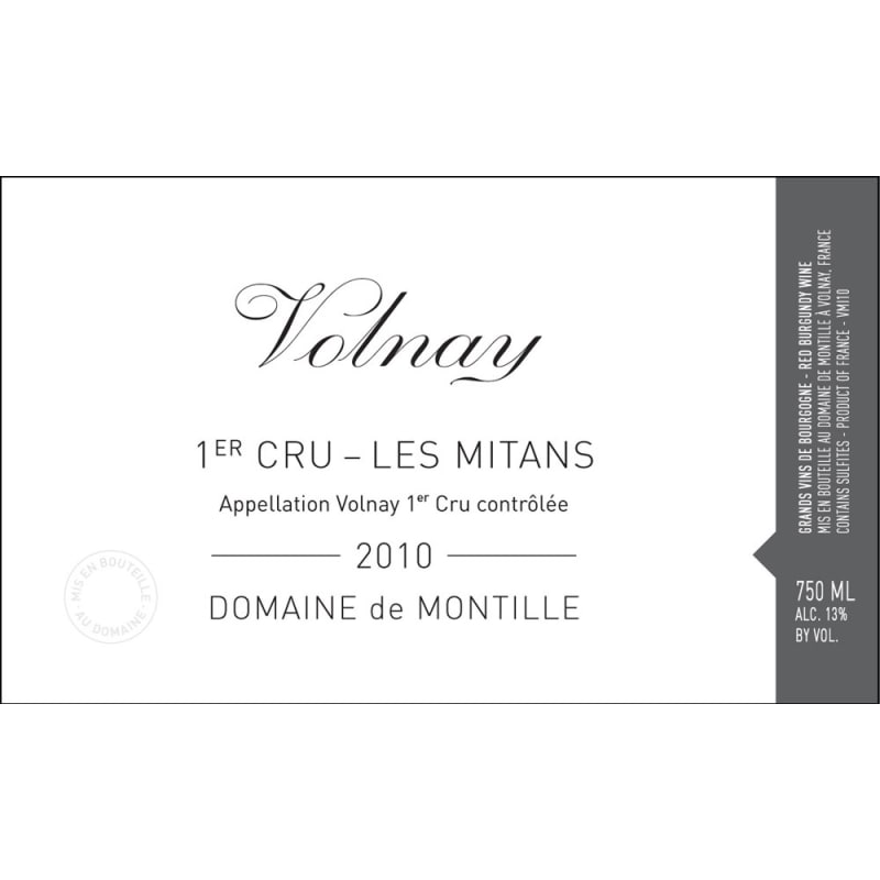 Domaine de Montille Volnay Les Mitans Premier Cru 2010 Front Label