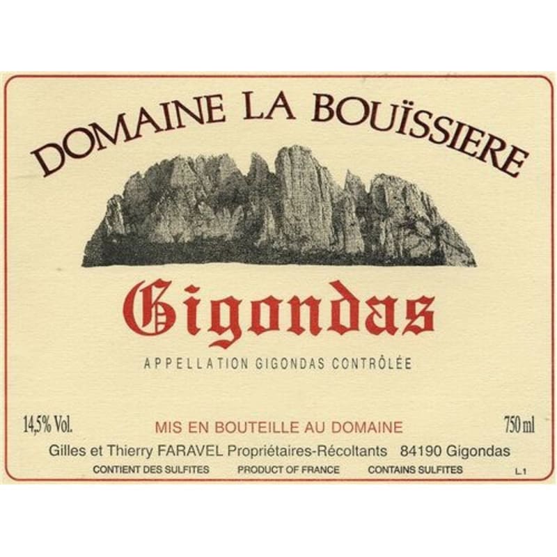 Domaine La Bouissiere Gigondas 2012 Front Label
