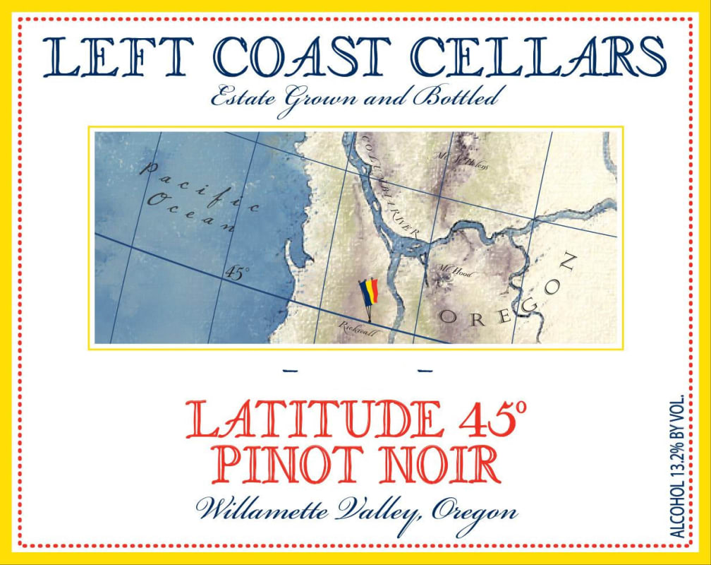 Left Coast Cellars Latitude 45 Pinot Noir 2013 Front Label