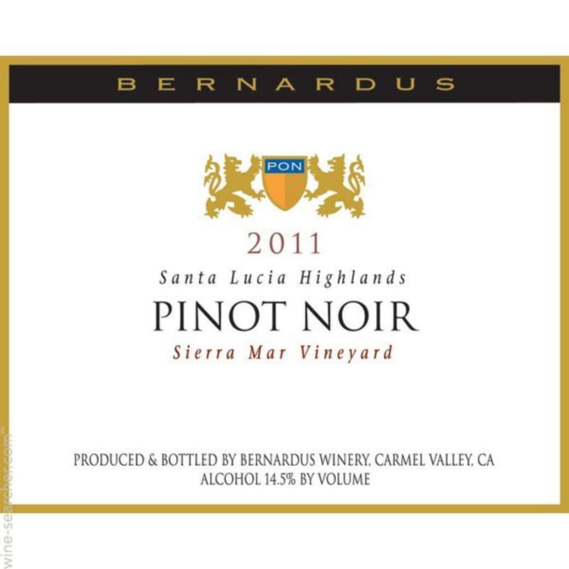 Bernardus Santa Lucia Highlands Pinot Noir 2011 Front Label