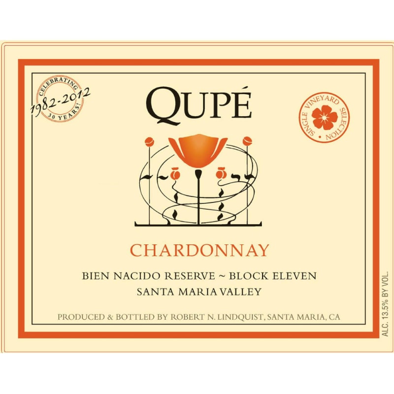 Qupe Bien Nacido Block 11 Chardonnay Reserve 2012 Front Label