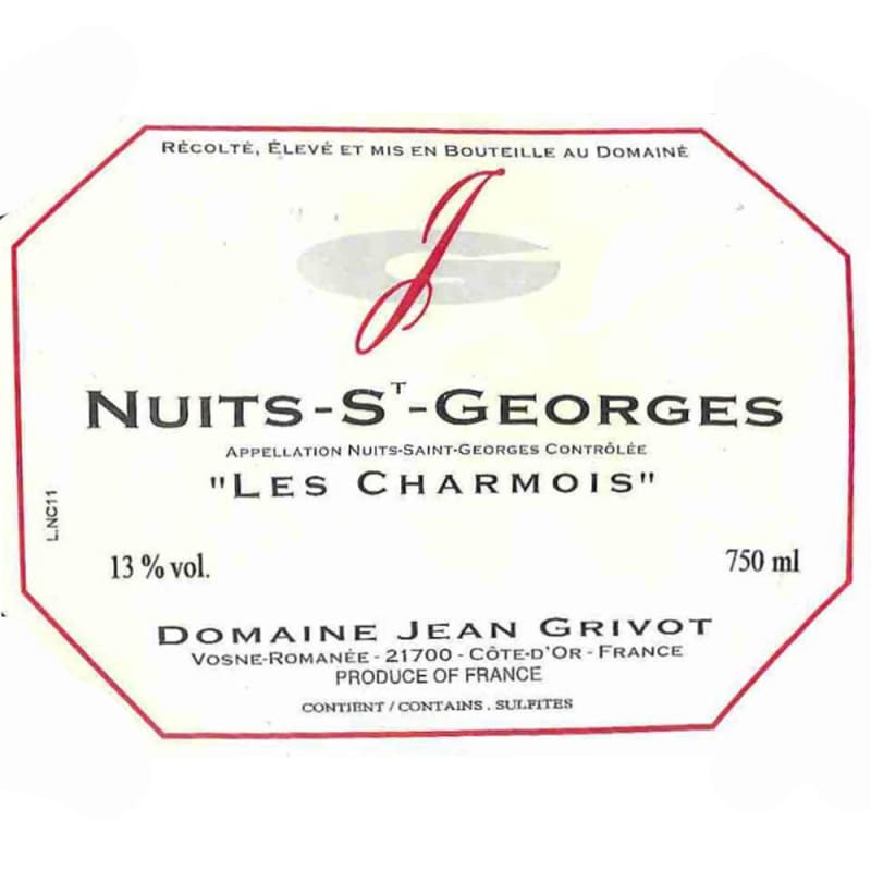 Domaine Jean Grivot Nuits-St-Georges Les Charmois 2012 Front Label