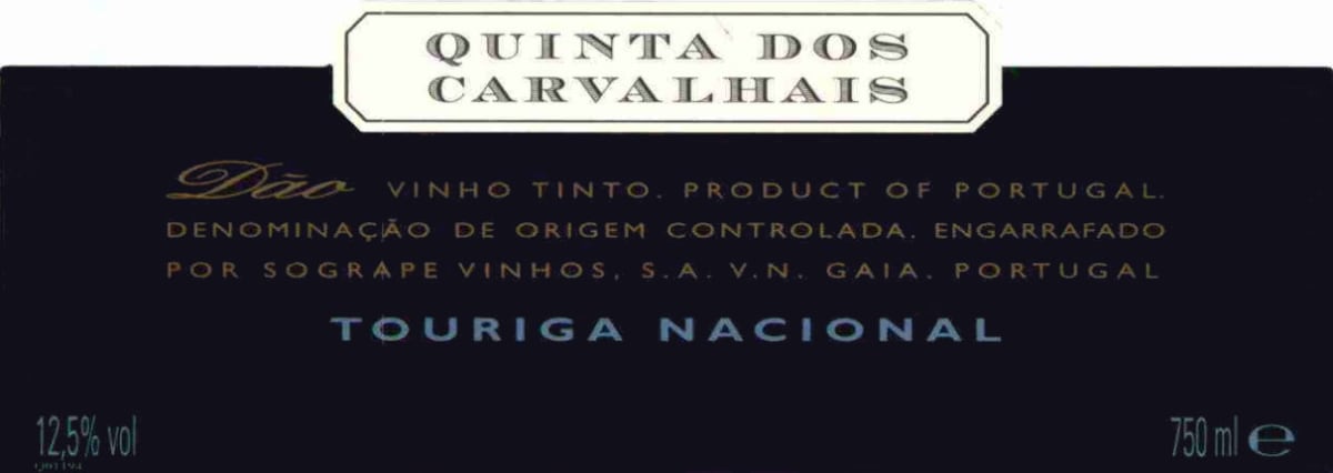Quinta Dos Carvalhais Touriga Nacional 2002 Front Label