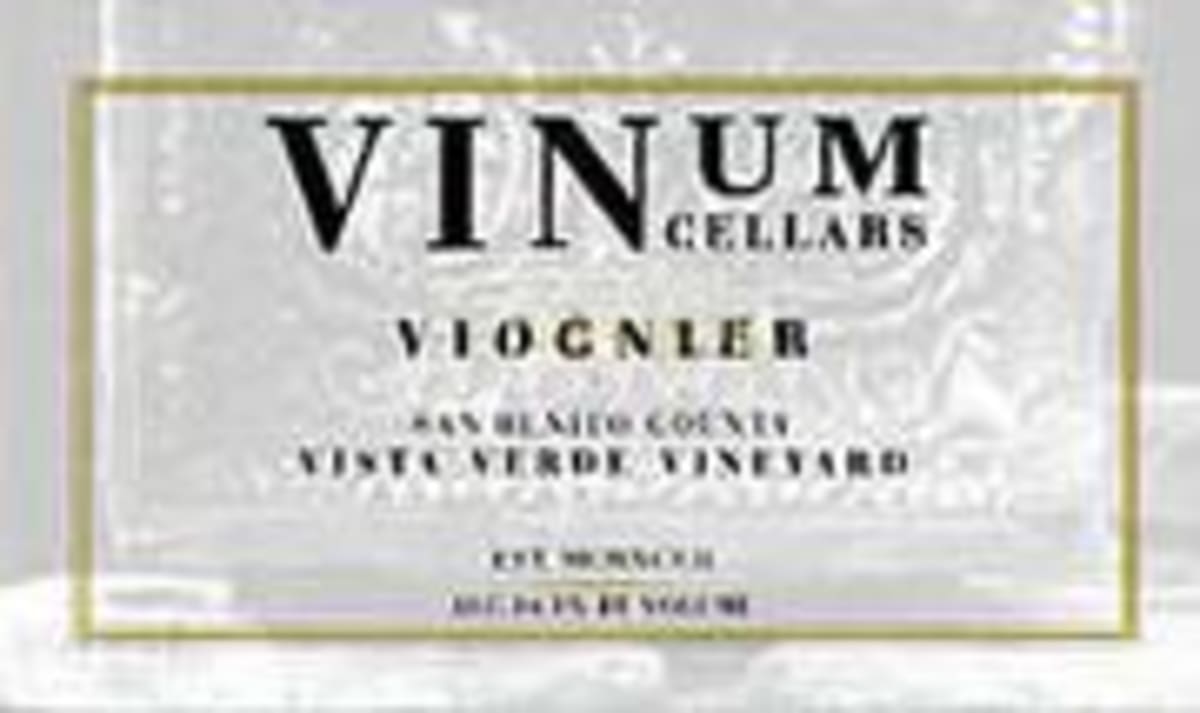 Vinum Cellars Vista Verde Vineyard Viognier 1998 Front Label