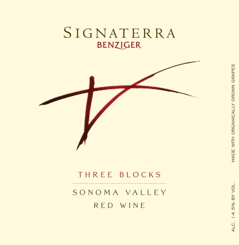 Benziger Signaterra Three Blocks 2008 Front Label