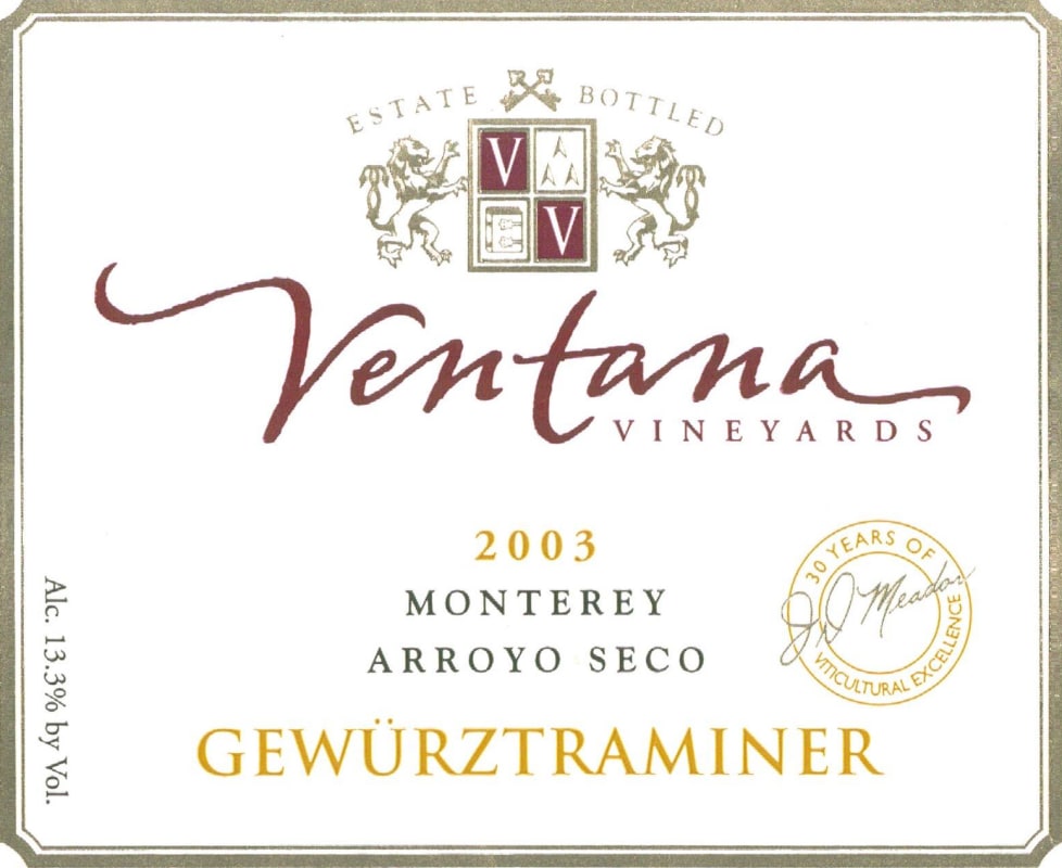 Ventana Gewurztraminer 2003 Front Label