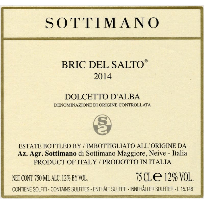 Sottimano Dolcetto d'Alba Bric del Salto 2014 Front Label