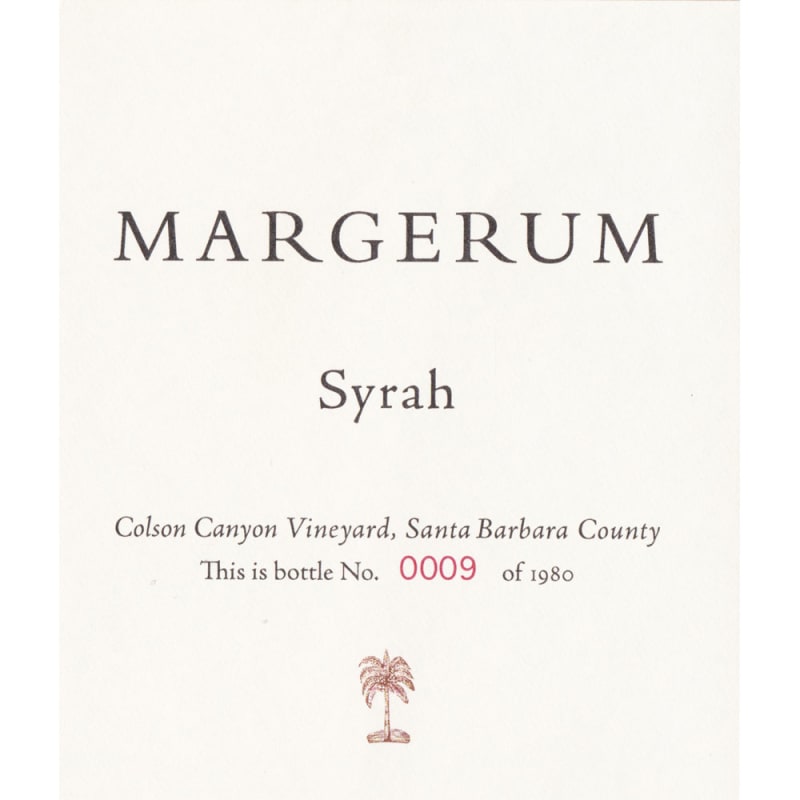 Margerum Colson Canyon Vineyard Syrah 2012 Front Label