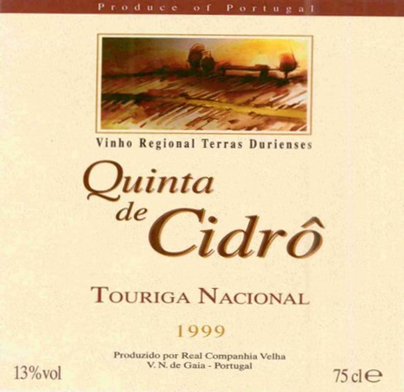 Real Companhia Velha Quinta de Cidro Touriga Nacional 1999 Front Label