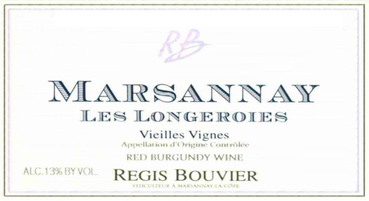 Regis Bouvier Marsannay Les Longeroies Vieilles Vignes Rouge 2012 Front Label