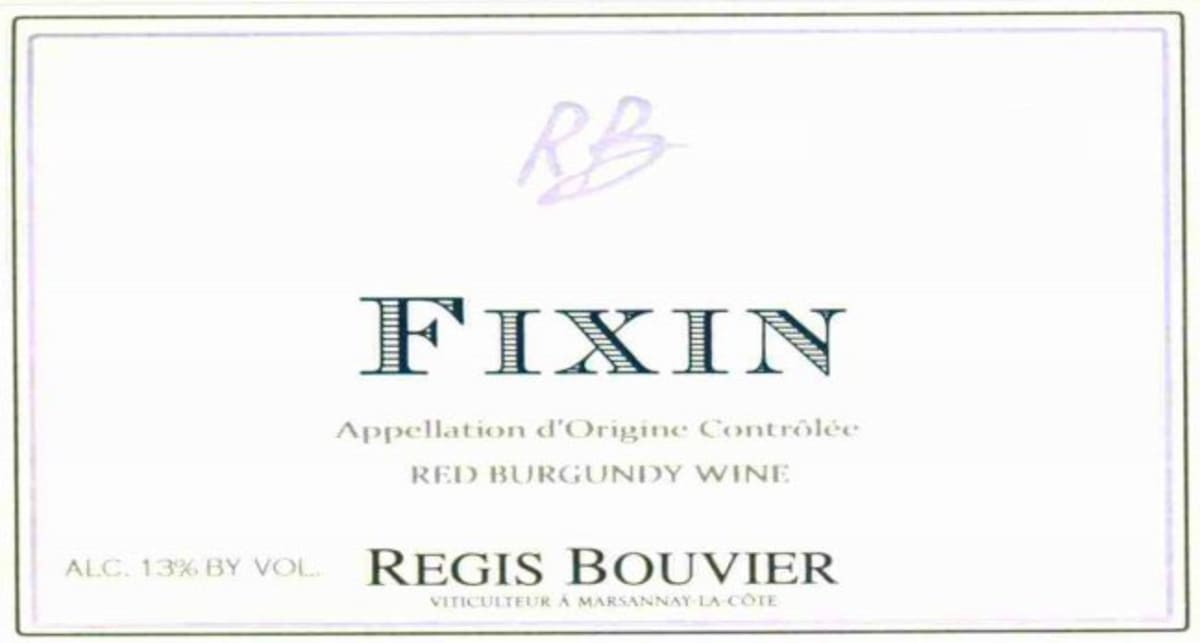 Regis Bouvier Fixin 2014 Front Label