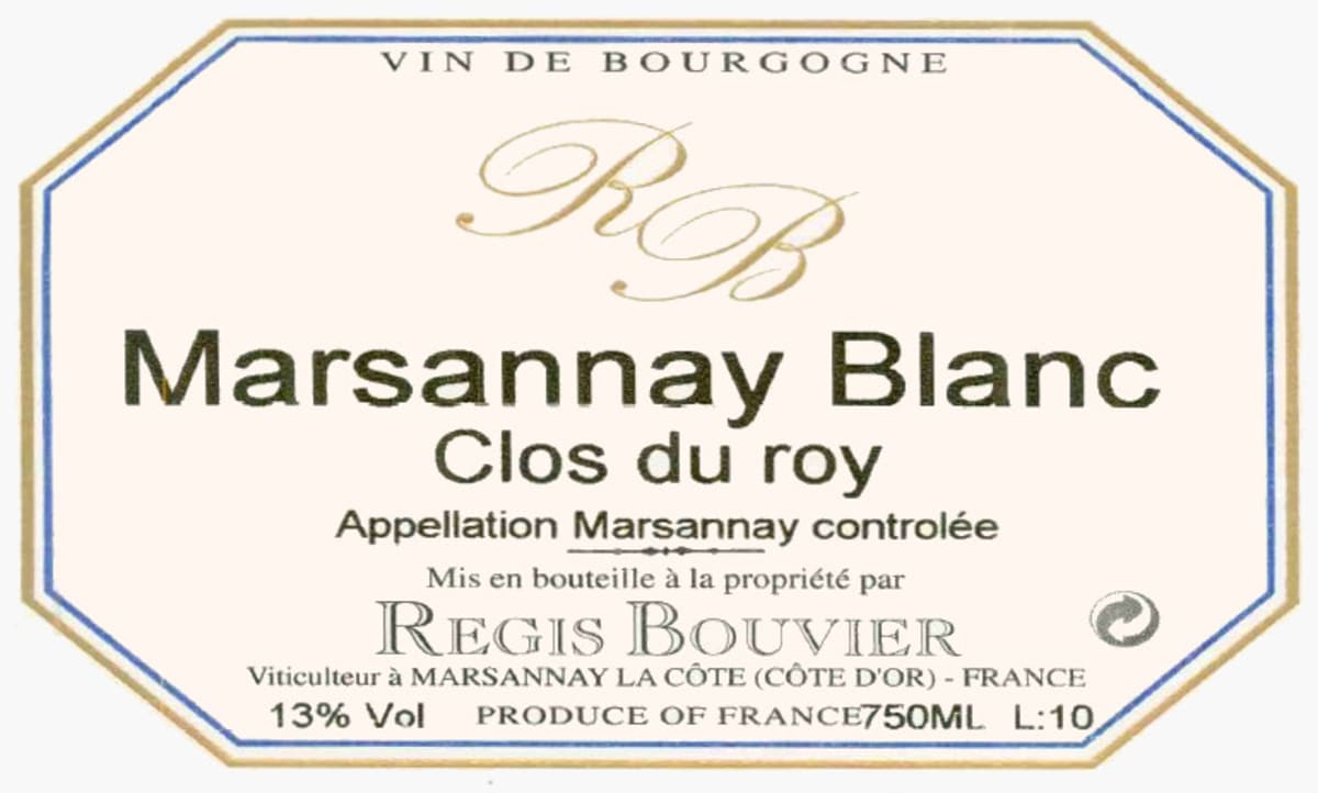 Regis Bouvier Marsannay Clos du Roy Blanc 2013 Front Label