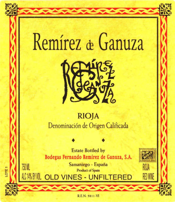 Remirez de Ganuza Rioja 2007 Front Label