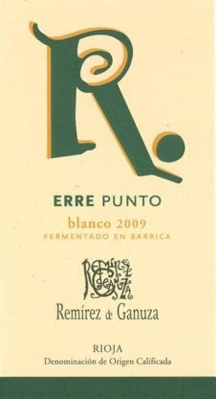 Remirez de Ganuza R. Erre Punto Blanco 2009 Front Label