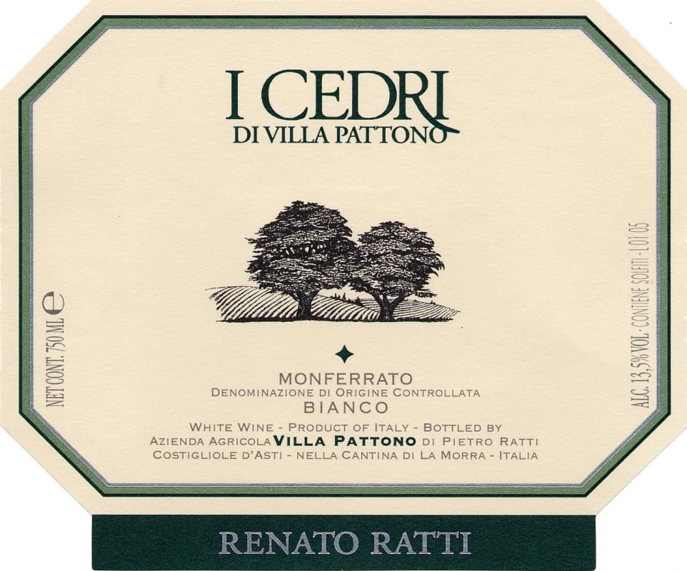 Renato Ratti I Cedri di Villa Pattono Monferrato Bianco 2011 Front Label